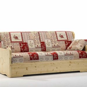 Divano letto in legno classico Rustico Montagna con materasso alto 21 cm