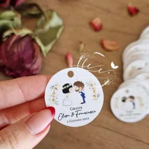 etichetta matrimonio con eucaliptus