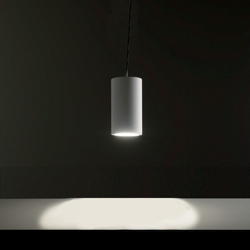 Lampadario in gesso tubo a sospensione 3 MISURE 7 11 19 cm - immagine 3