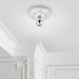 Plafoniera Led rosone in gesso a rilievo Lilly E27 IP20- Trio Lighting