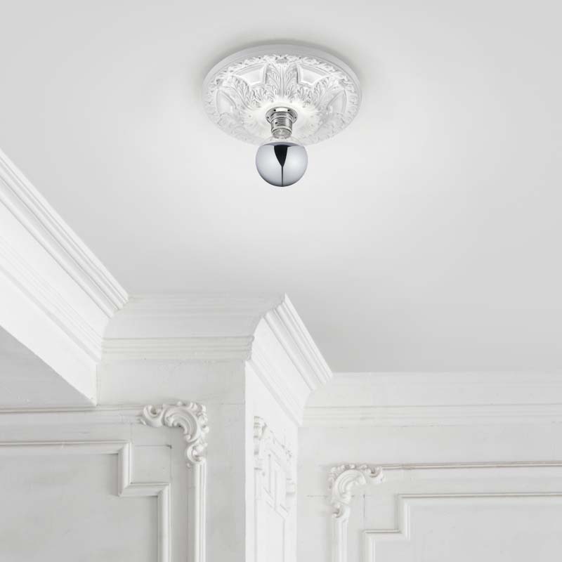Plafoniera Led rosone in gesso a rilievo Lilly E27 IP20- Trio Lighting