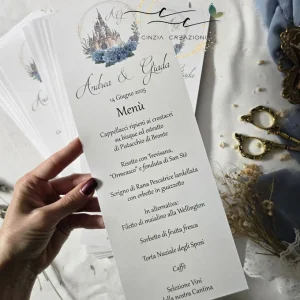 menù matrimonio Disney ortensie