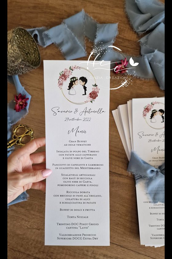 menu matrimonio sposi romantici
