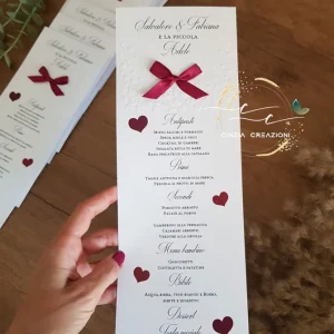 menu matrimonio tema cuoricini