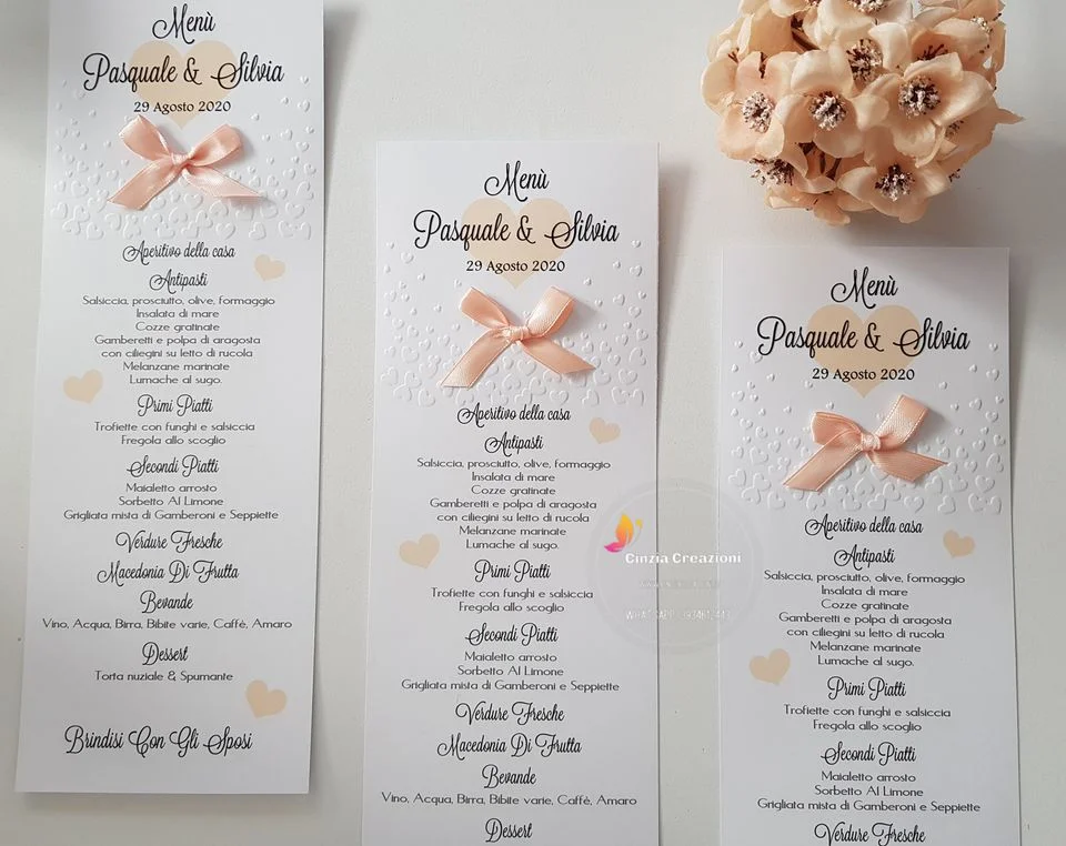 menu matrimonio tema cuoricini - immagine 5