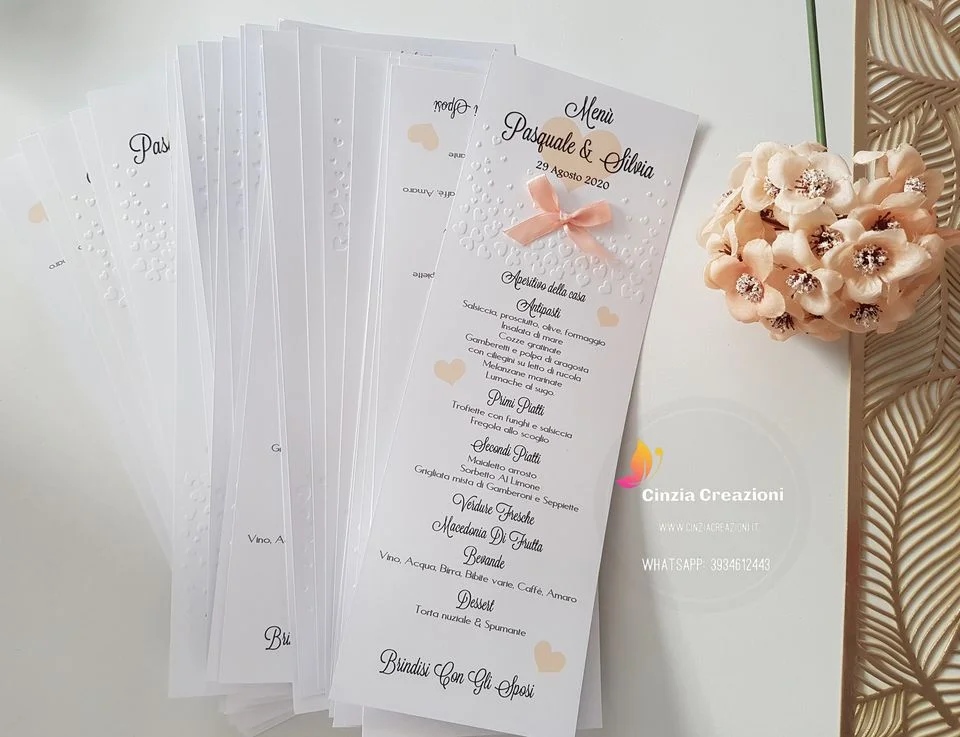 menu matrimonio tema cuoricini - immagine 6