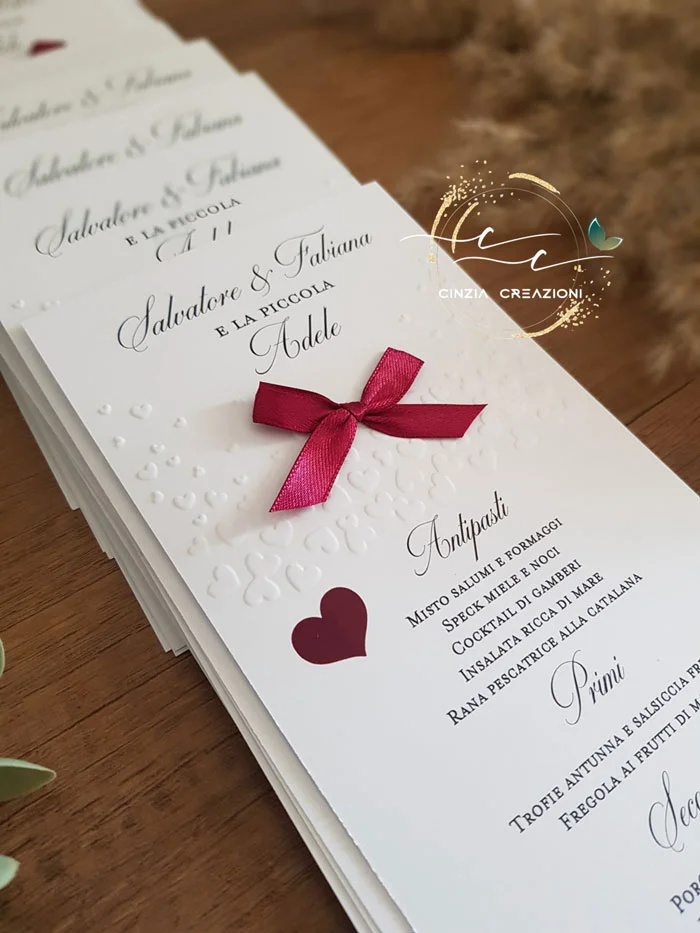 menu matrimonio tema cuoricini - immagine 2
