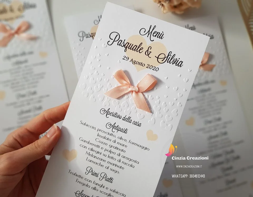 menu matrimonio tema cuoricini - immagine 7