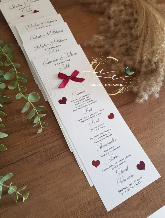 menu matrimonio tema cuoricini - immagine 3