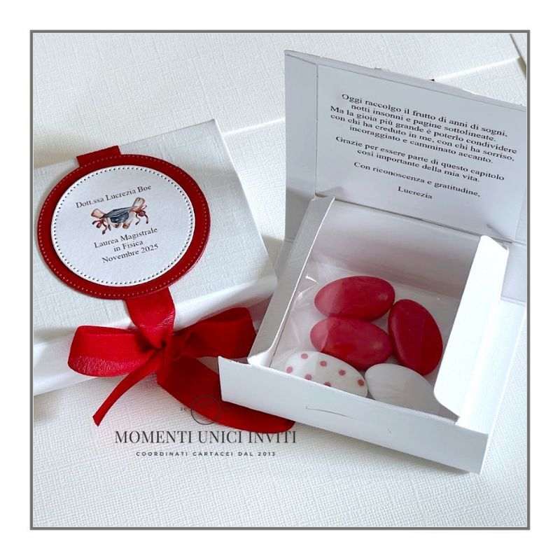 Scatolina Scrigno Confetti Tag Tondo e Nastro – Laurea - immagine 2