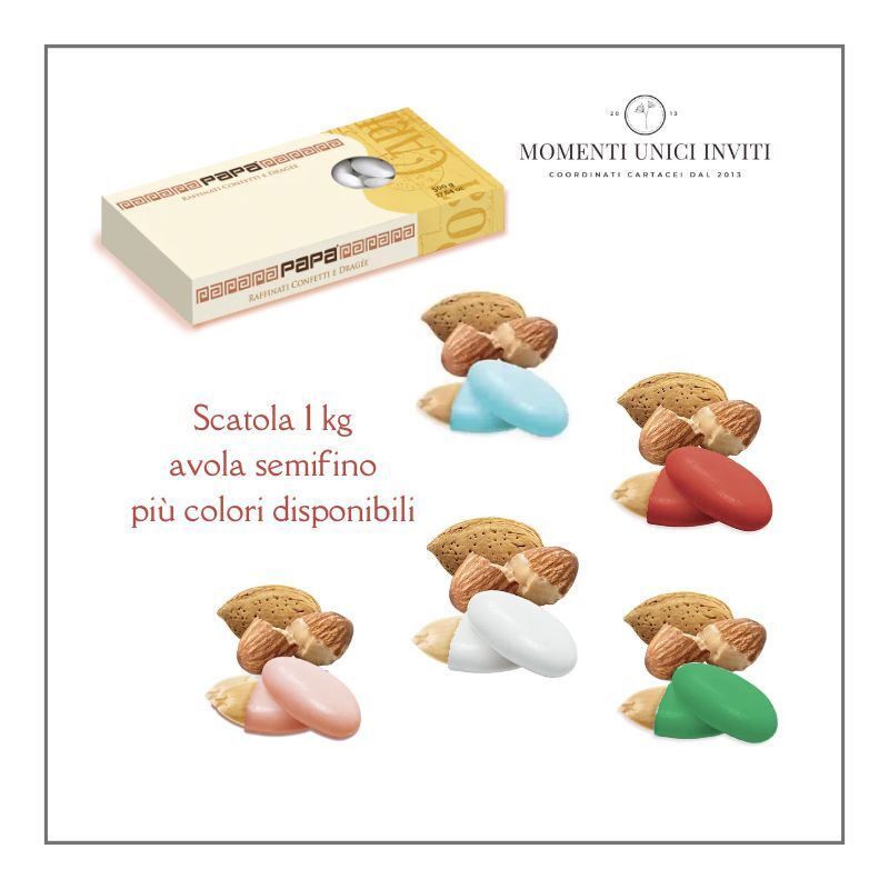Scatola Confetti Papa DolceAmaro: Mandorla d’Avola + Colori