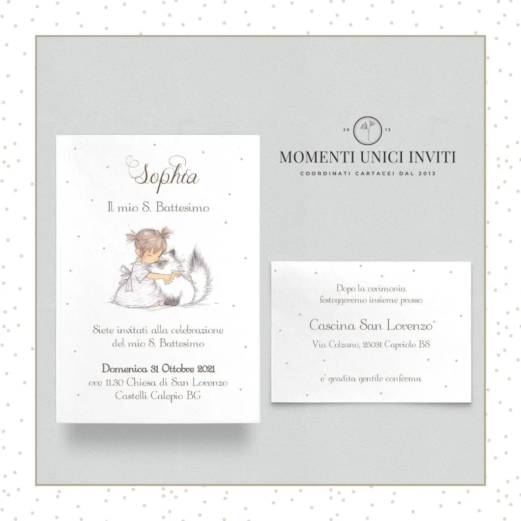 Partecipazione Battesimo e Prima Comunione – Kira 10×15 + busta