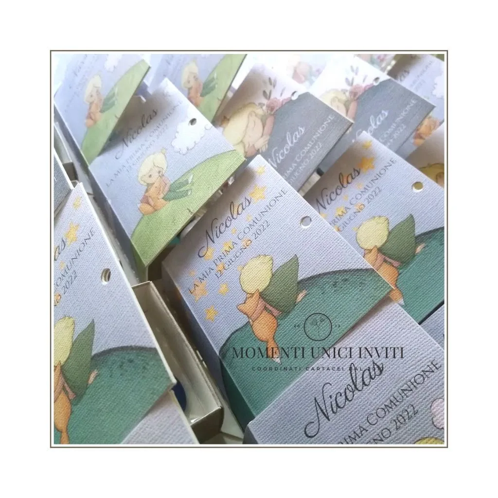 Scatoline libro porta confetti – Piccolo Principe sul prato