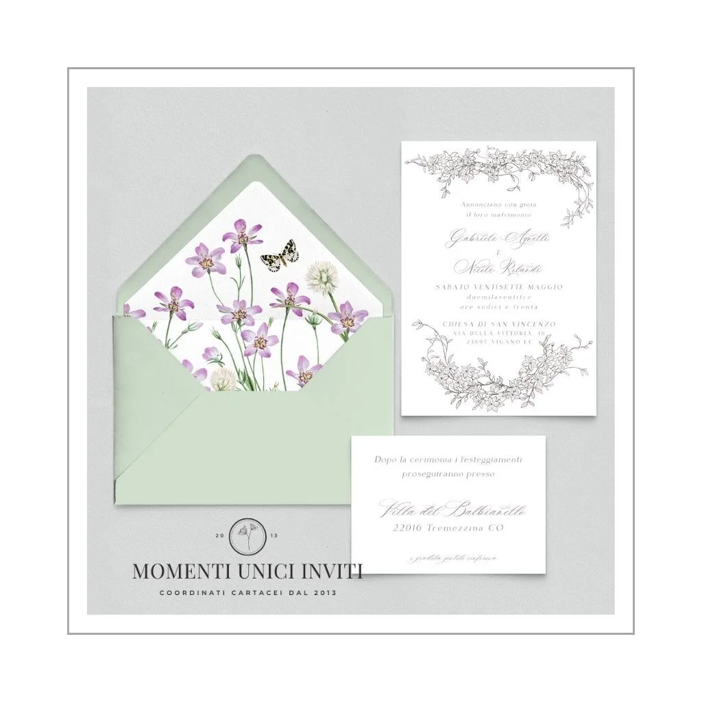 Atena – partecipazione e invito con busta e liner – mod. 10×15